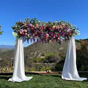 Rainbow Pink Fuchsia Lavender Gold Wedding Ceremony Arch Flower Package, Event Floral Decor, Custom Flower Arrangement, Flower Photo Wall image 1