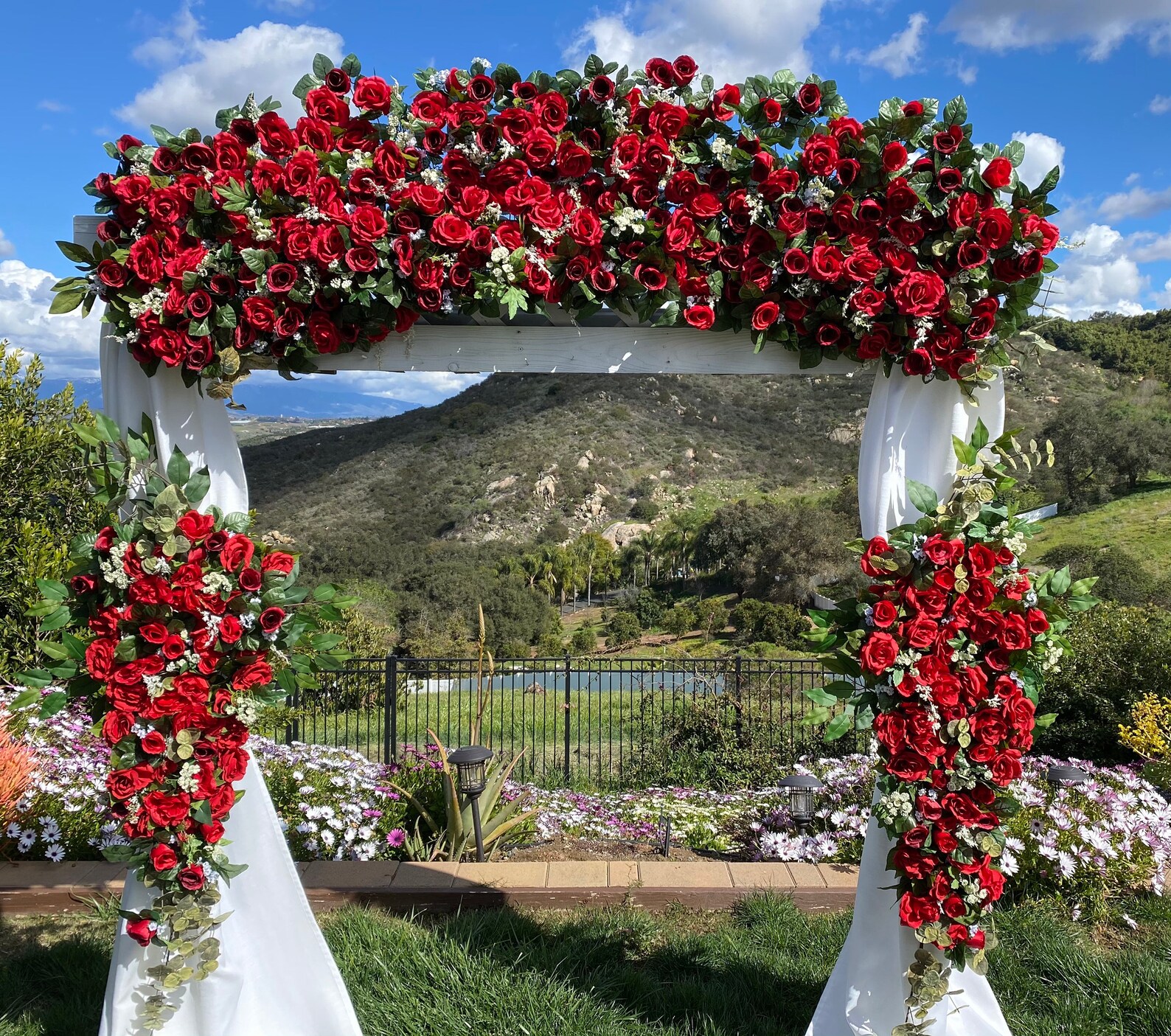 Red Rose Wedding Arch Swags Red Wedding Flower Package Etsy