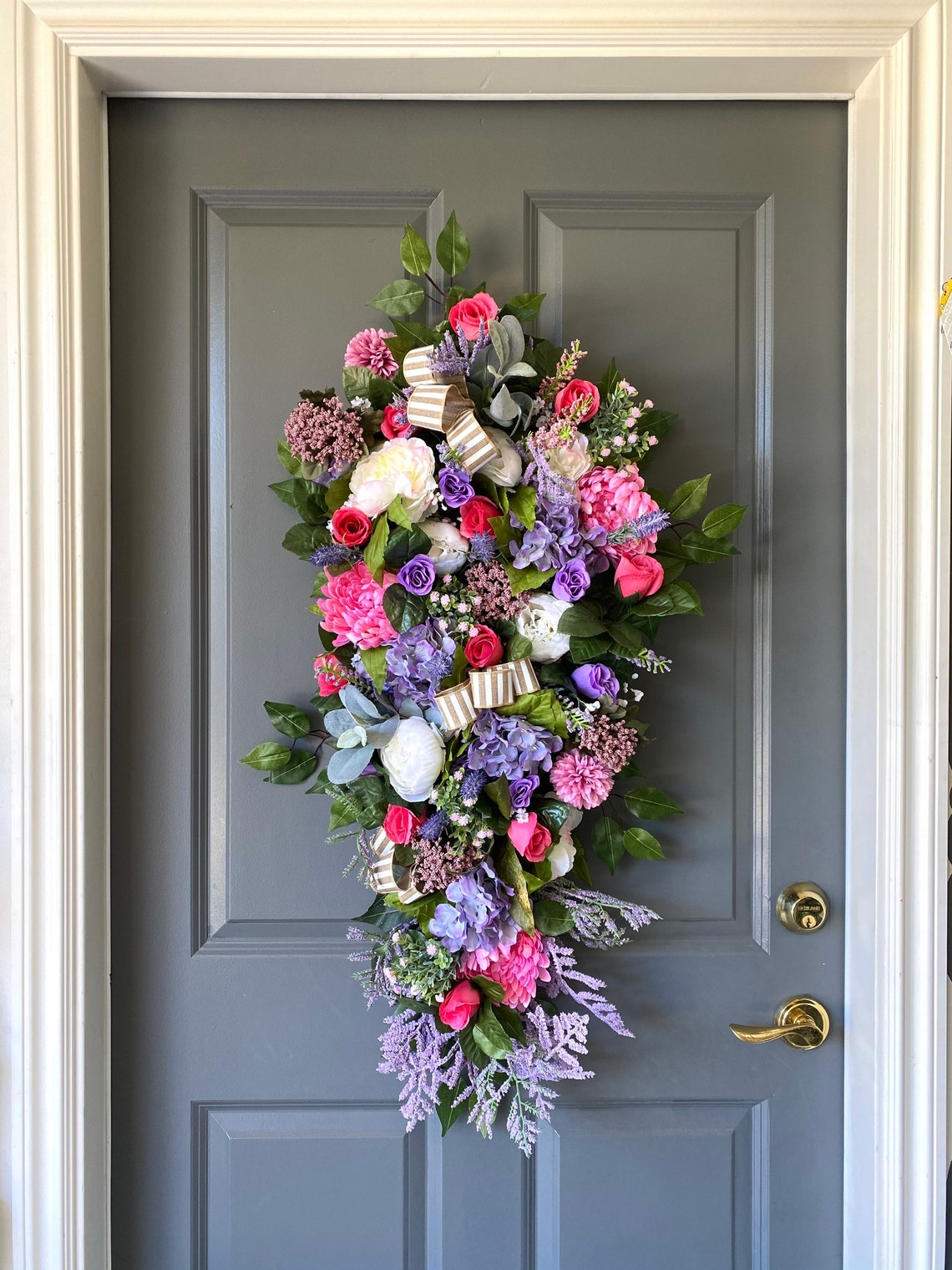 Luxury Front Door Swag Spring Flowers in Bloom Floral Door Etsy