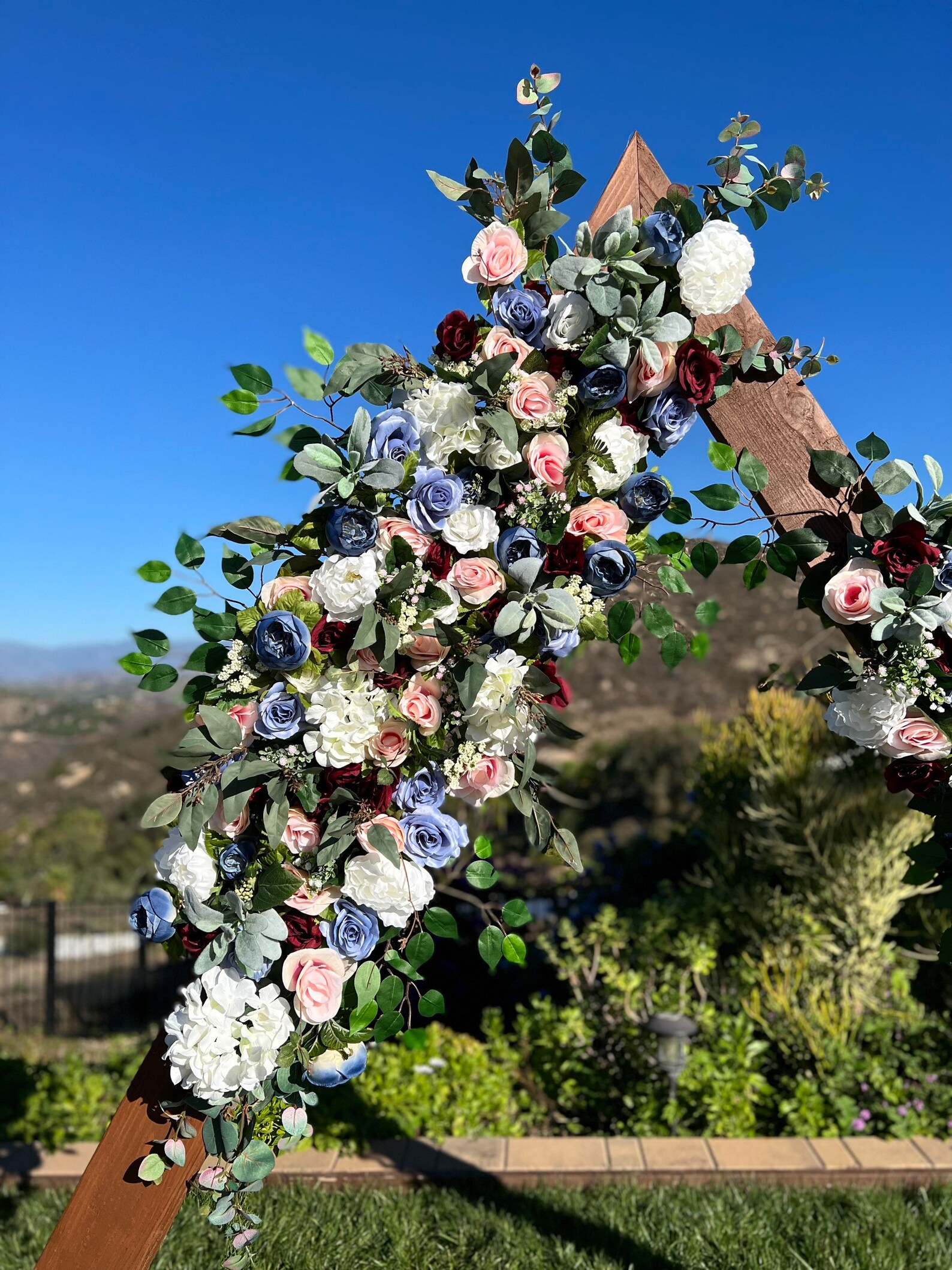 Burgundy Dusty Blue Blush Wedding Arch Flowers Dusty Blue - Etsy