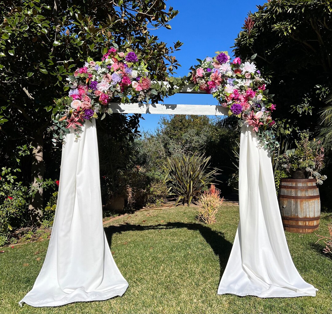 Whimsical Wildflower Wedding Ceremony Floral Arch Swag, Custom Wedding Arbor Flowers, Multicolor