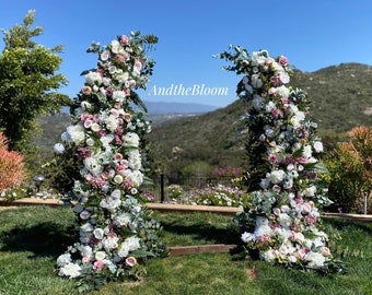 White Ivory Mauve Wedding Ceremony Flower Package, Pillar Wedding Flowers, Lux Wedding Flower Package, Custom Wedding Arch Floral Decor