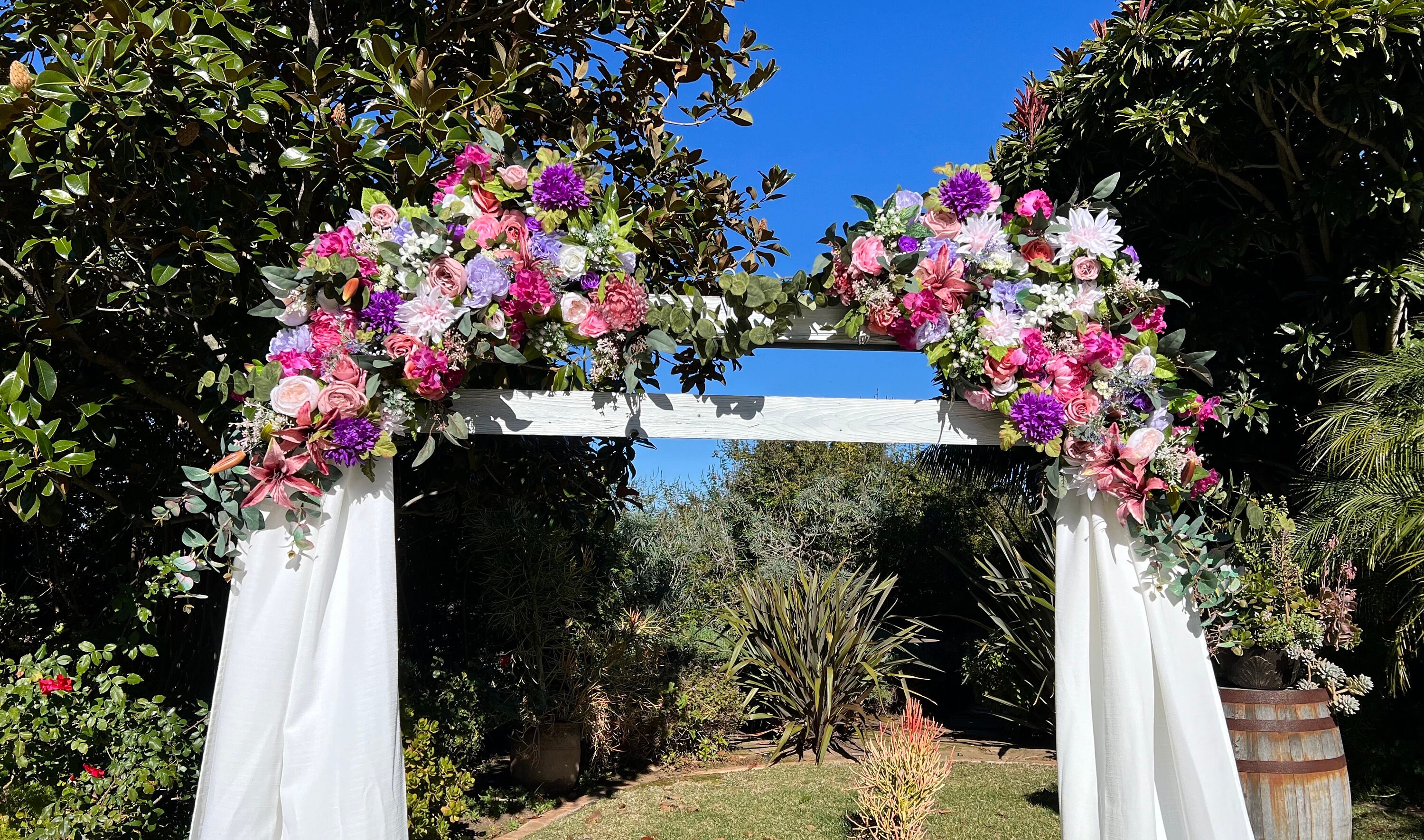 Whimsical Wildflower Wedding Ceremony Floral Arch Swag, Custom