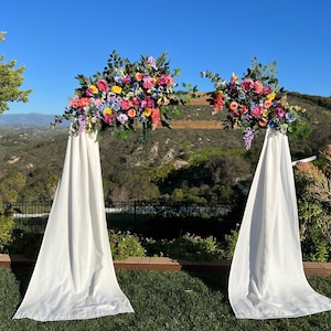 Whimsical Rainbow Wildflower Wedding Ceremony Floral Arch, Custom Wedding Arbor Flowers, Rainbow Pastel Wedding Arch Flowers, Vineyard Swags