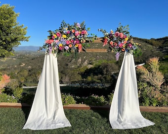 Whimsical Rainbow Wildflower Wedding Ceremony Floral Arch, Custom Wedding Arbor Flowers, Rainbow Pastel Wedding Arch Flowers, Vineyard Swags