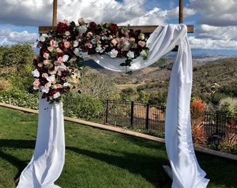 Burgundy Blush Wedding Ceremony Arch, Wedding Arch Flowers, Wedding Archway Flowers, Burgundy Weddings, Weddings Ceremony Flower Swags