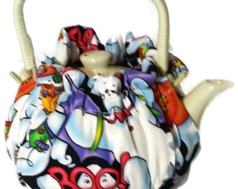 tea lover gift TEA COZY Small 2-3 cup size in Spooky Halloween print teapot warmer