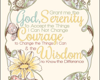 serenity prayer black and white digital download