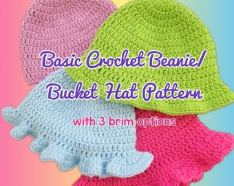 Crochet Beanie Bucket Hat Pattern | Beginner Friendly (PDF Pattern)