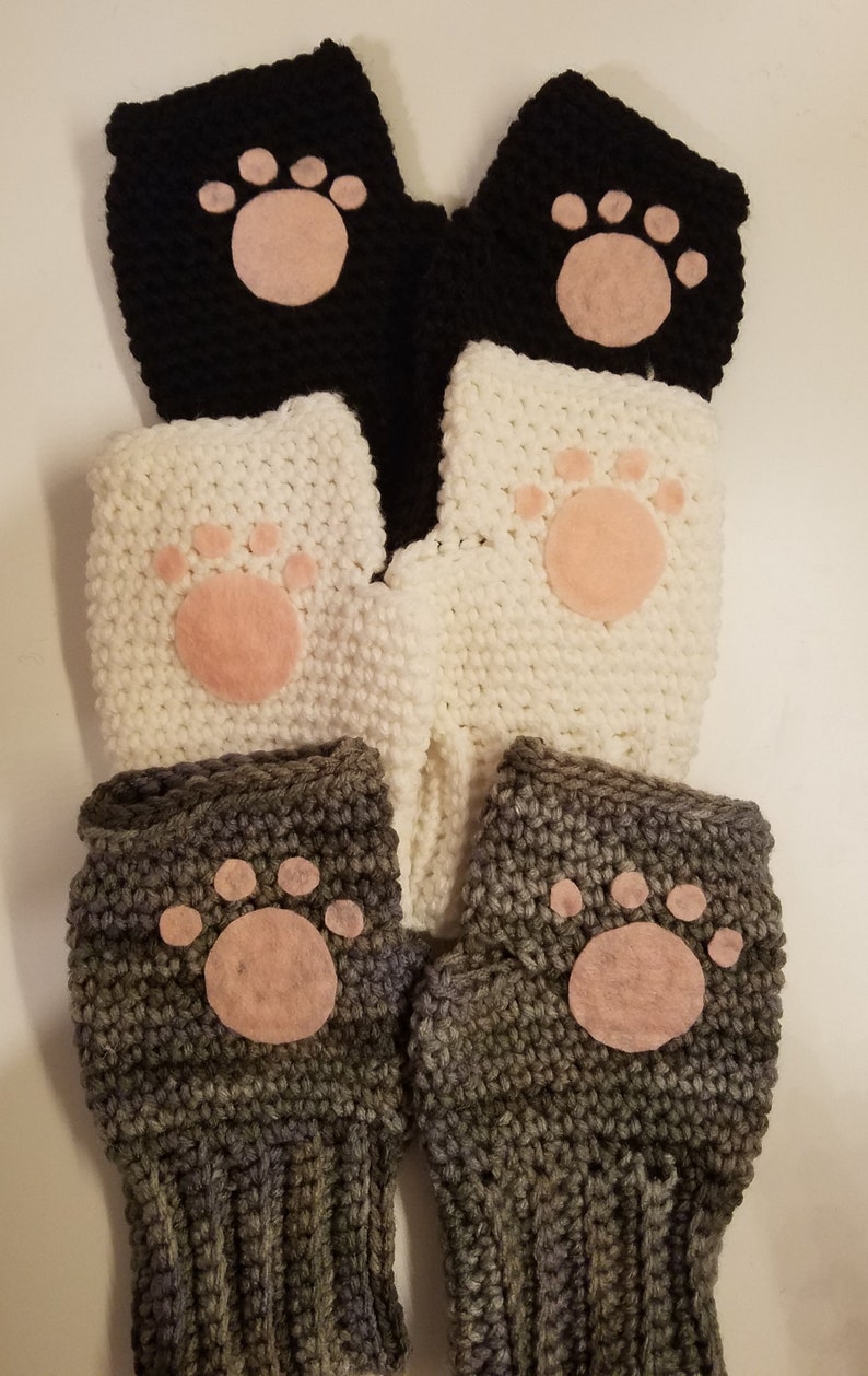 Cat Paw Fingerless Gloves Kitty Crochet Gloves Handmade Etsy