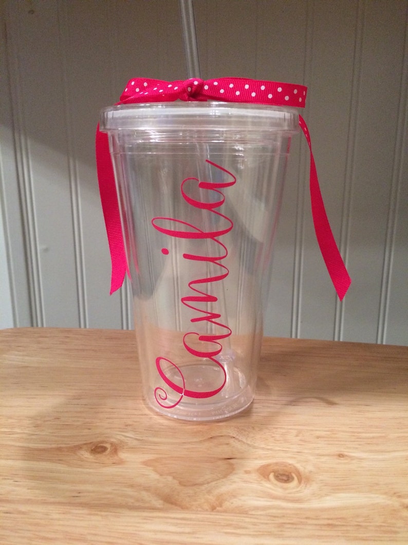 Plastic Tumbler with Lid and Straw Personalized Custom Etsy