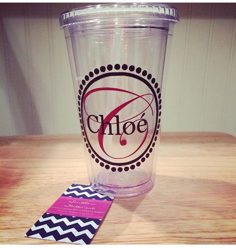 Plastic Tumbler with Lid and Straw Personalized Custom Etsy