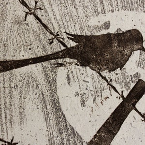 Bird on Barbed Wire Linocut/Woodblock Print image 3