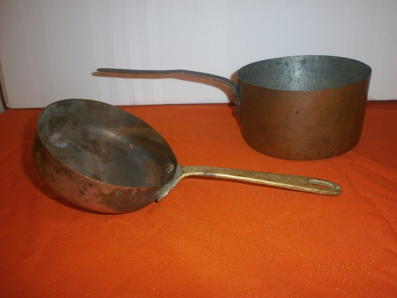 Set of Two Vintage Copper Pans