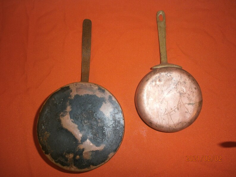 Set of Two Vintage Copper Pans