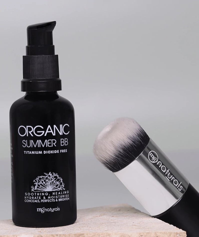 Organic, Vegan Summer Formulation Mineral BB Cream, Titanium Dioxide Free 1oz with vegan brush. Clean makeup. image 3