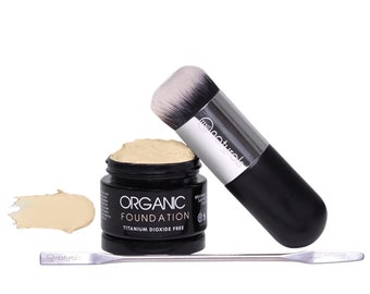 Organic Liquid mineral foundation - Vegan, Titanium Dioxide Free 30ML with Brush
