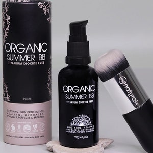 Organic, Vegan Summer Formulation Mineral BB Cream, Titanium Dioxide Free 1oz with vegan brush. Clean makeup. image 2