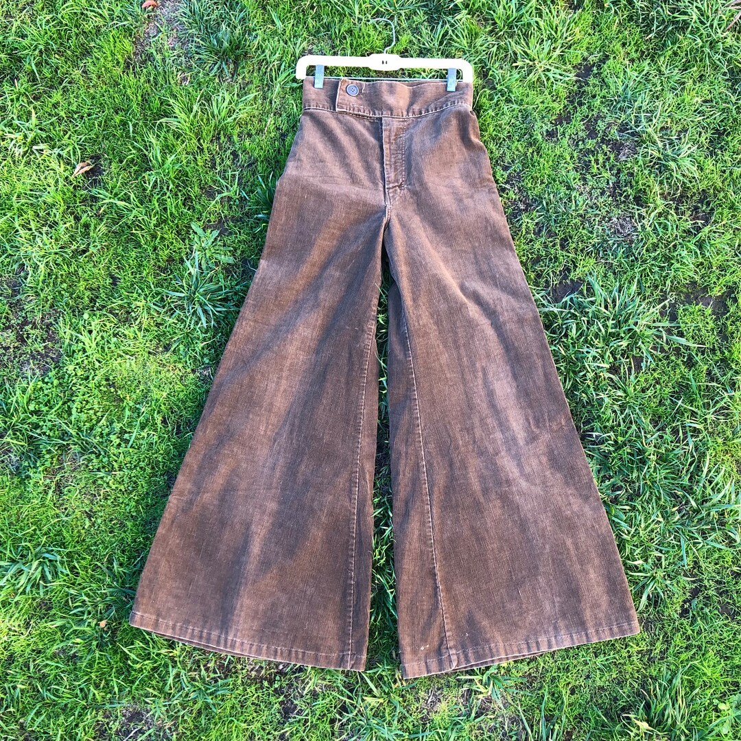 Vintage Wide Leg Brown Corduroy Pants Etsy