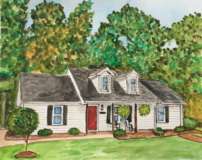 Watercolor House Portrait Painting Custom Handpainted Add Etsy