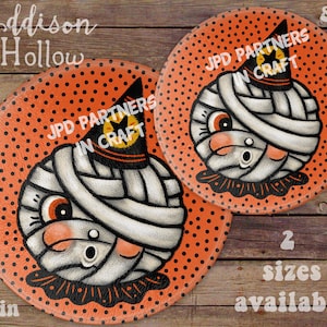 Johanna Parker Halloween Mummy Round Glass Cutting Board