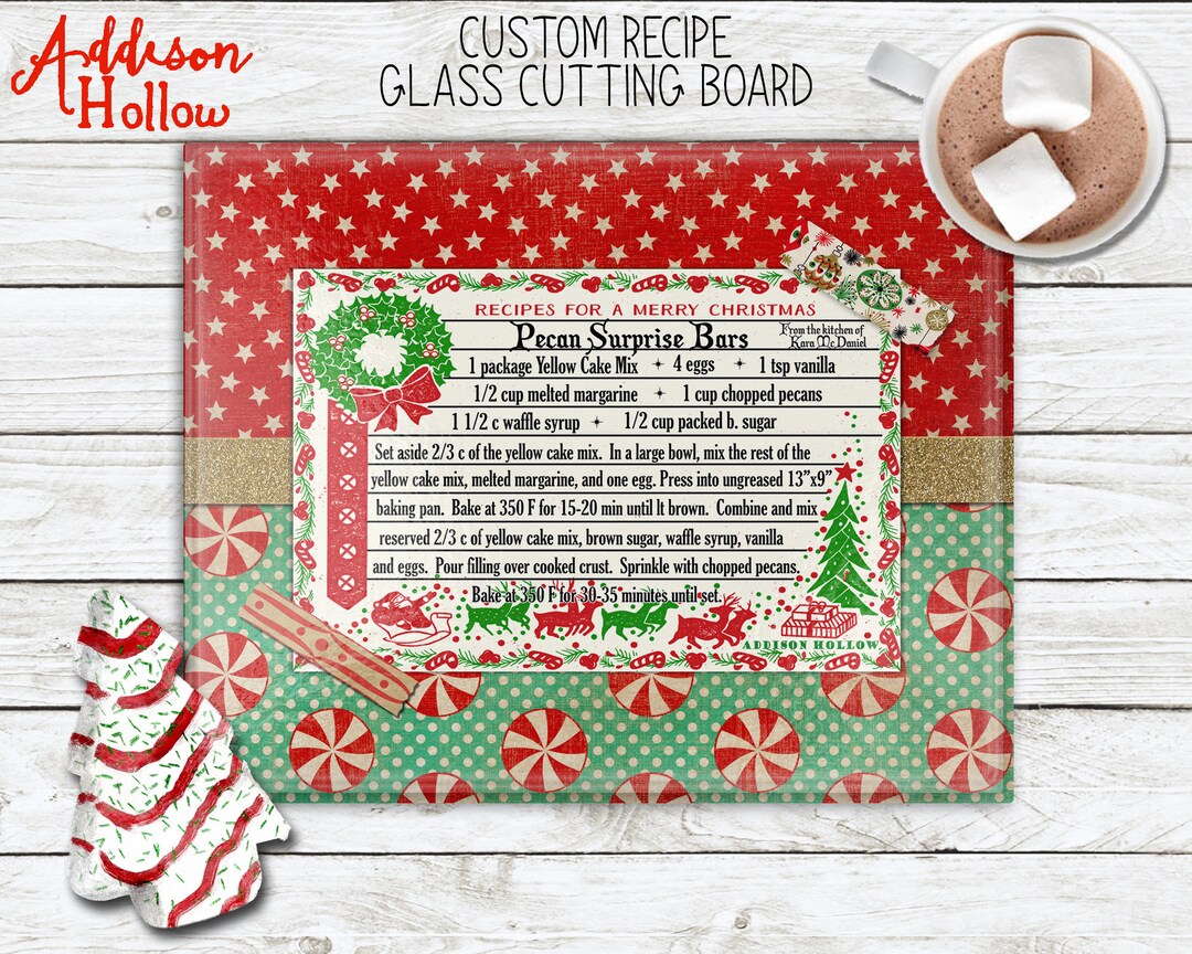 Personalized Recipe Christmas Peppermint Glass Cutting Board - Etsy