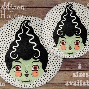 Johanna Parker Halloween Bride of Frankenstein Round Glass Cutting Board