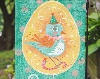 Bandera de jardín o minibandera de Pascua Early Bird PERSONALIZADA Bandera de jardín con diseño de Johanna Parker