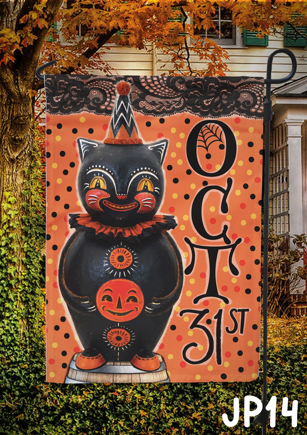 Weihnachts-Gartenflagge Mit Schwarzer Katze - Festliche Outdoor-Deko Für Haus & Garten