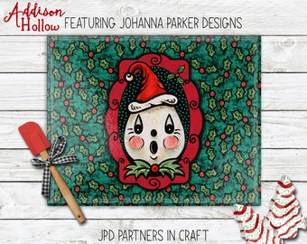 Glass Recipe Cutting Board Johanna Parker Gus the Ghost Christmas Spookmas