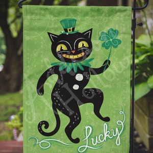 Garden or Mini Flag St Patricks Day Cat Johanna Parker Design Garden Flag