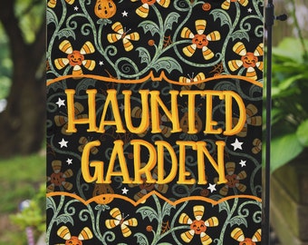 Garden or Mini Flag Haunted Garden Halloween Summer Johanna Parker Design Garden Flag