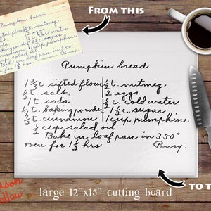 Handwritten Personalized Keepsake Recipe Glass Cutting Board