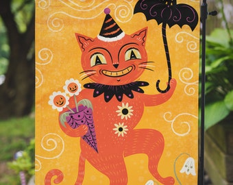 Bandera de jardín o minibandera Jolly Copper Orange Cat Summer, diseño de Johanna Parker