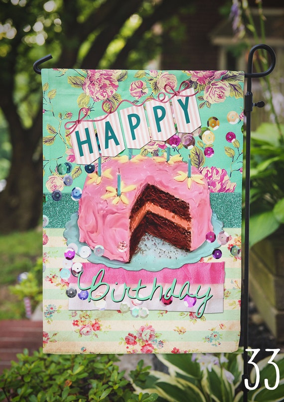Garden Flag Happy Birthday Personalized Name Monogram Family
