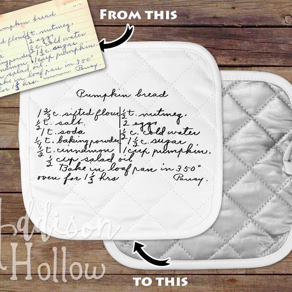 Custom Recipe Handwritten Pot Holder