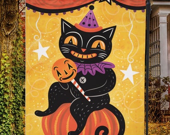 Bandera de jardín o mini bandera de Halloween Pumpkin Sitter con diseño de Jack Johanna Parker
