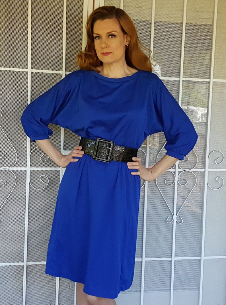 electric blue shift dress