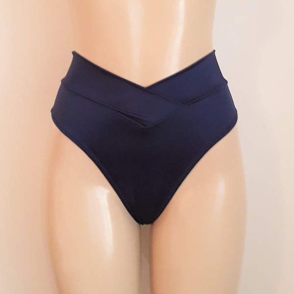 High Waisted Bikini Bottoms, Crisscross Waistband Swimsuit, High Leg Bathing Suits, Plus Size Swimwear, Custom Made Swimsuits