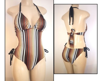 Tie Back One Piece Swimsuit, Halter Neck Monokini, Hipster Side One Pieces, Custom Made Bathing Suits, Long Torso, Short Body