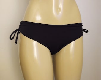 Adjustable Tie Sides Bikini Bottoms, Low Rise Hip Hugger Swimwear Bottom