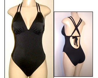 Double String One Piece Swimsuit Crossover Crisscross Tie Back