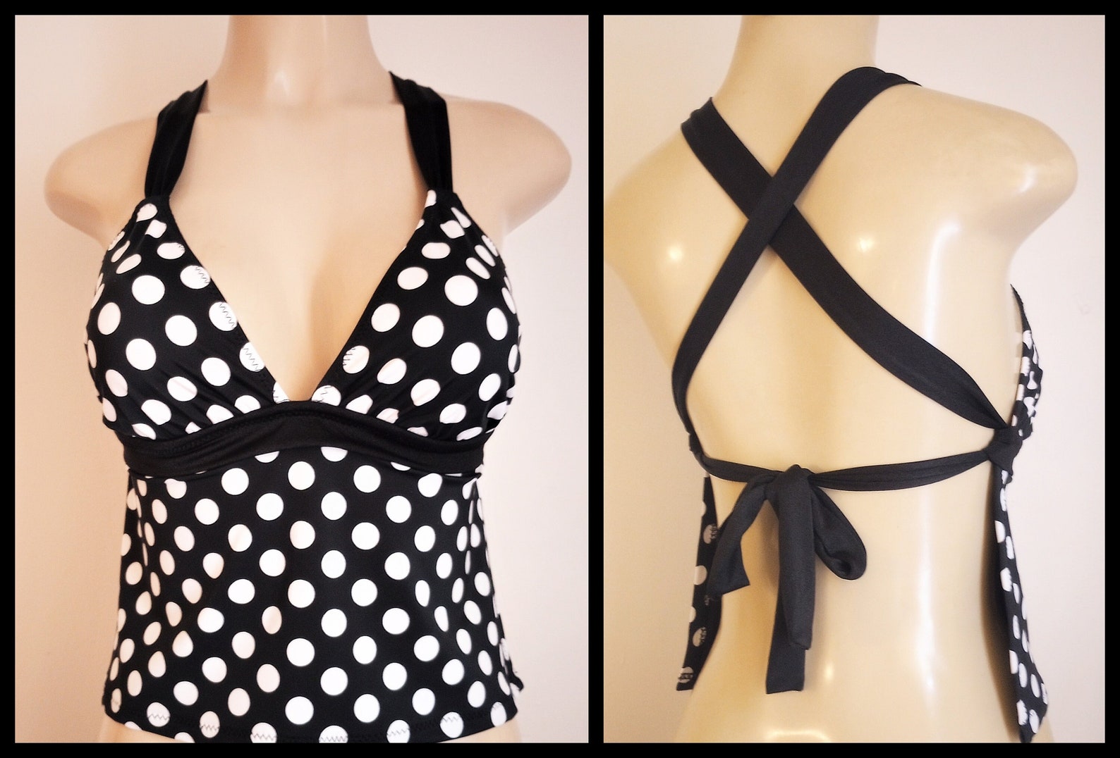 Apron Crossover Back Tankini Top Open Back Swimwear Tankinis Etsy