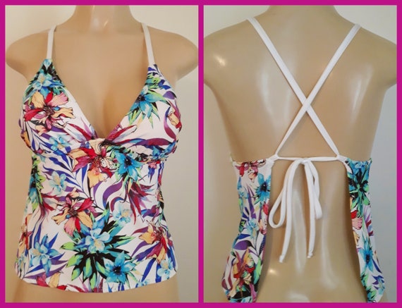 Crossover Back Swimwear Tankinis, Open Back Tankini Top, Apron Back Tankini  Tops, Tie Back Tankinis 