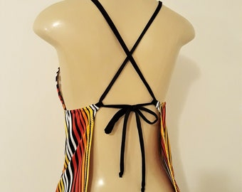 Tie Back Tankini Swimsuits, Open Apron Back Tankini Tops, Plus Size Swimwear, Crossover Back, Bathing Suits, Womens Open Back Tankini Tops