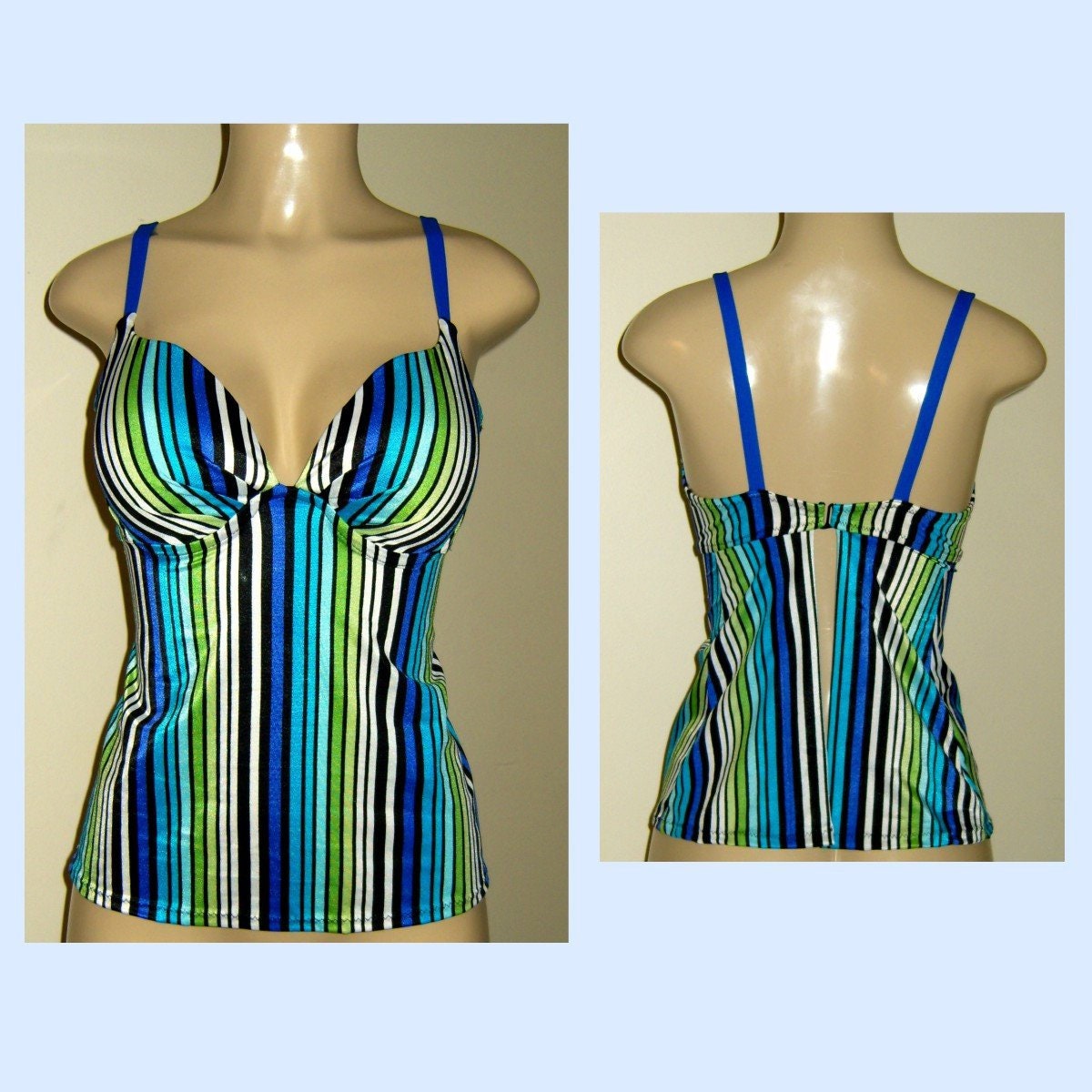 Open Back Tankini Tops Underwire Tankinis Swimsuit Push Up Etsy