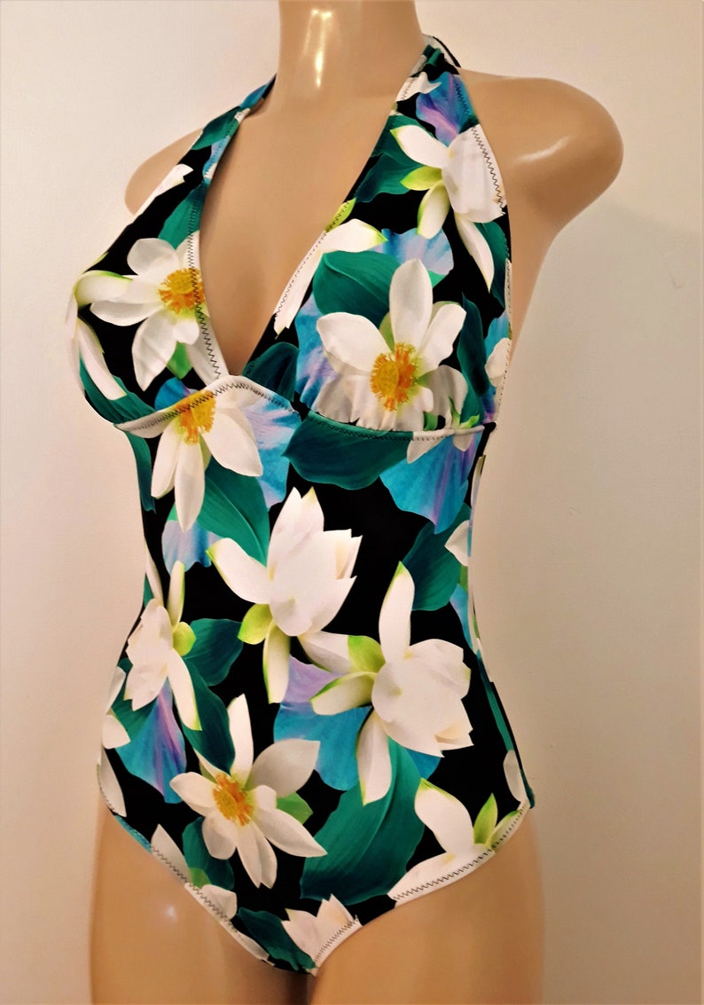 Tie halter one piece swimsuit Tall women swimsuits petite Etsy