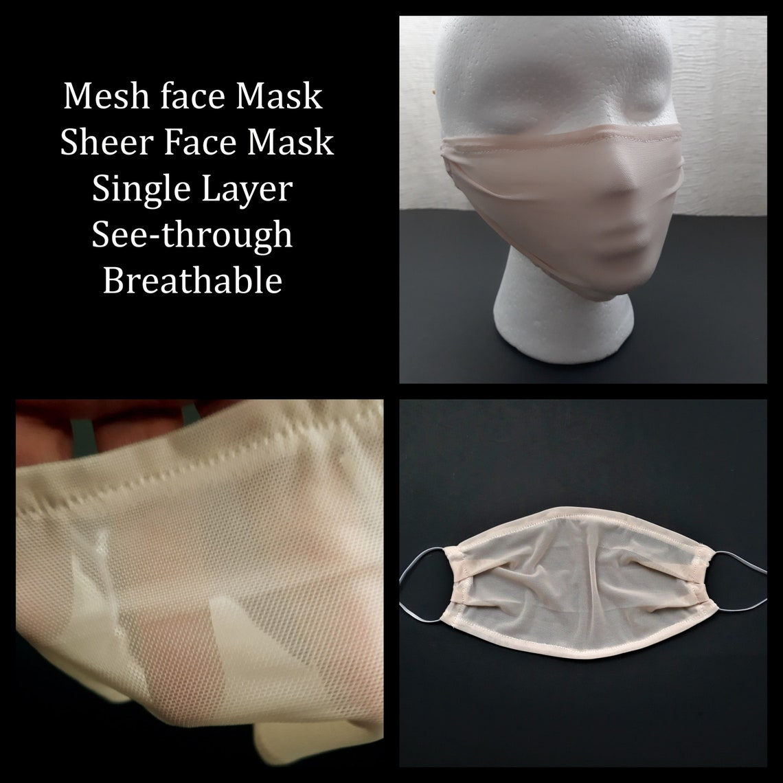 Sheer face masks breathable mesh face mask single layer Etsy