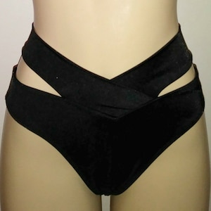 Strappy High Waisted Bikini Bottoms, Crossover Band Swimwear, Crisscross Swimwear Bottoms, Custom Made Swimsuits