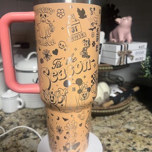 Vaso grabado de 40 oz con diseño de ratón espeluznante para Halloween